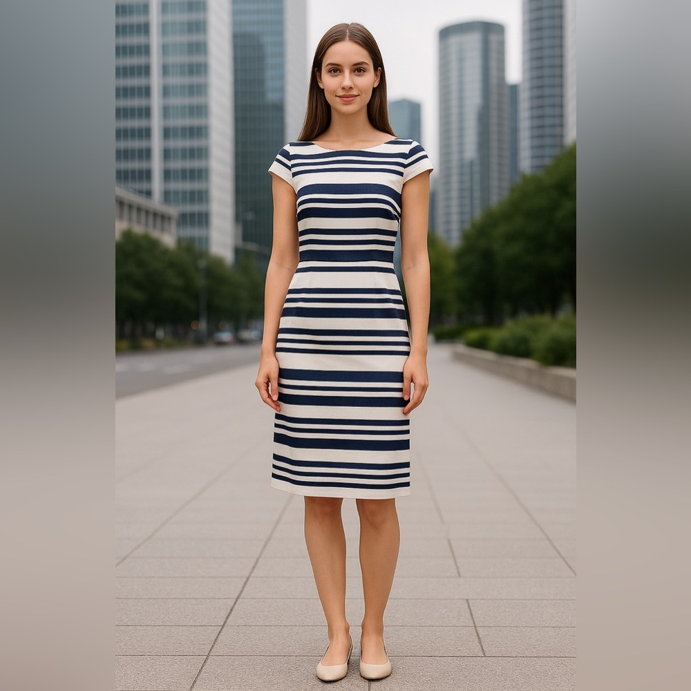 J. Crew Double Stripe Cap Sleeve Dress